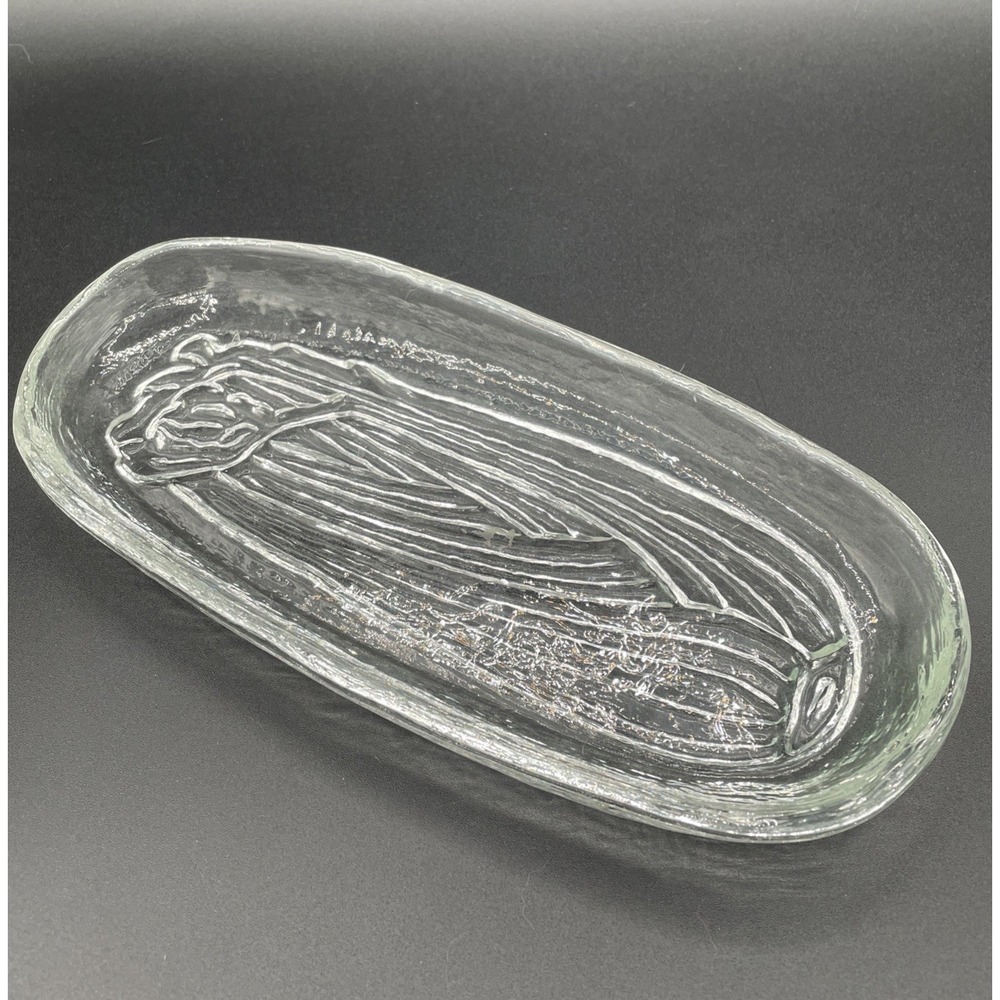 Vintage Pilgrim Glass Celery Dish Relish Tray Clear Heavy Pressed Art Glass 1970